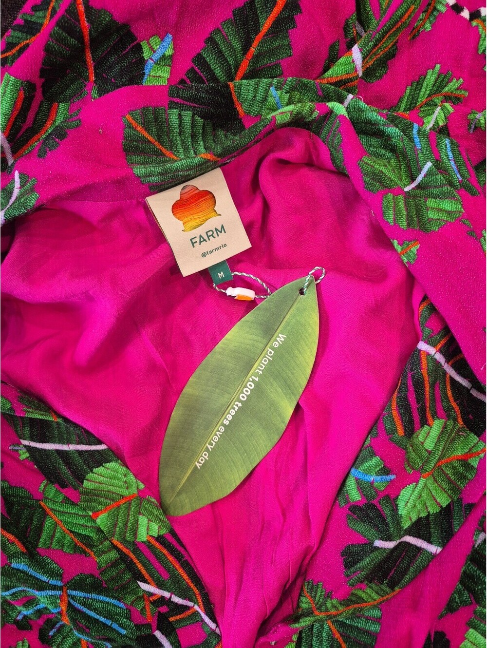 FARM RIO Pink Leaves Maxi Dress Size Medium New with tag - Picture 7 of 7